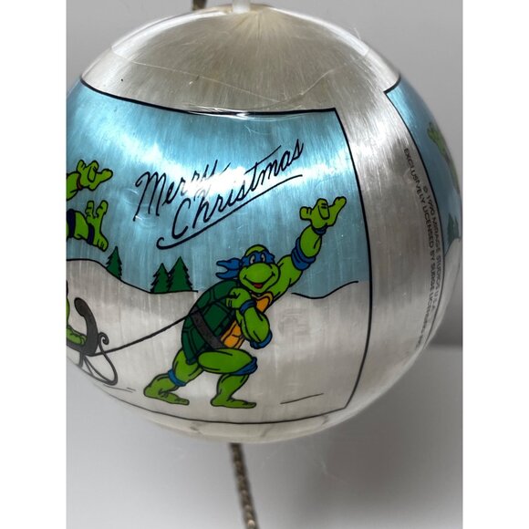 VTG Teenage Mutant Ninja Turtles TMNT Spun Satin Christmas Ball Ornament Snow - Picture 4 of 7